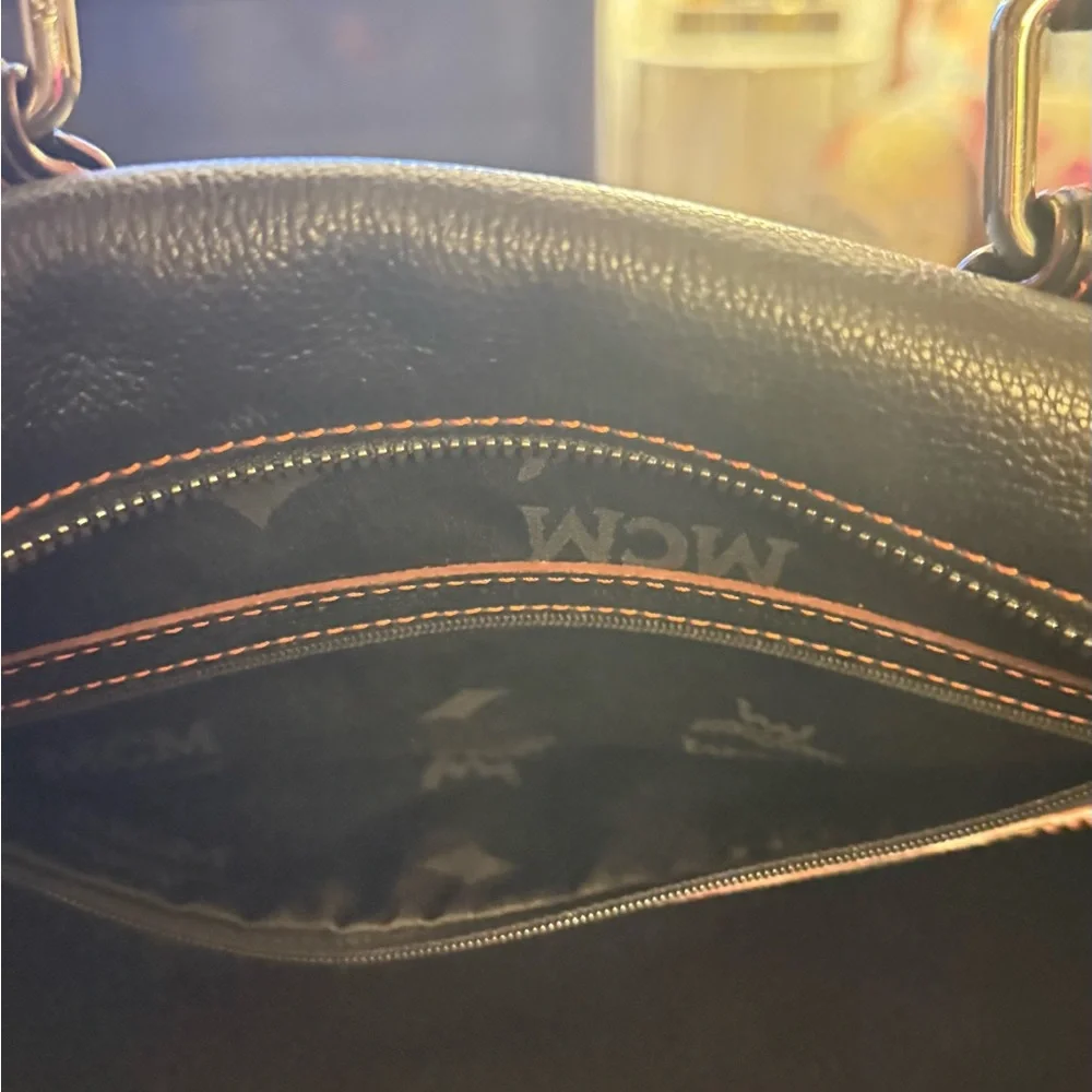 MCM Black Satchel with Red Accents 11x9 - Picture 7 of 14